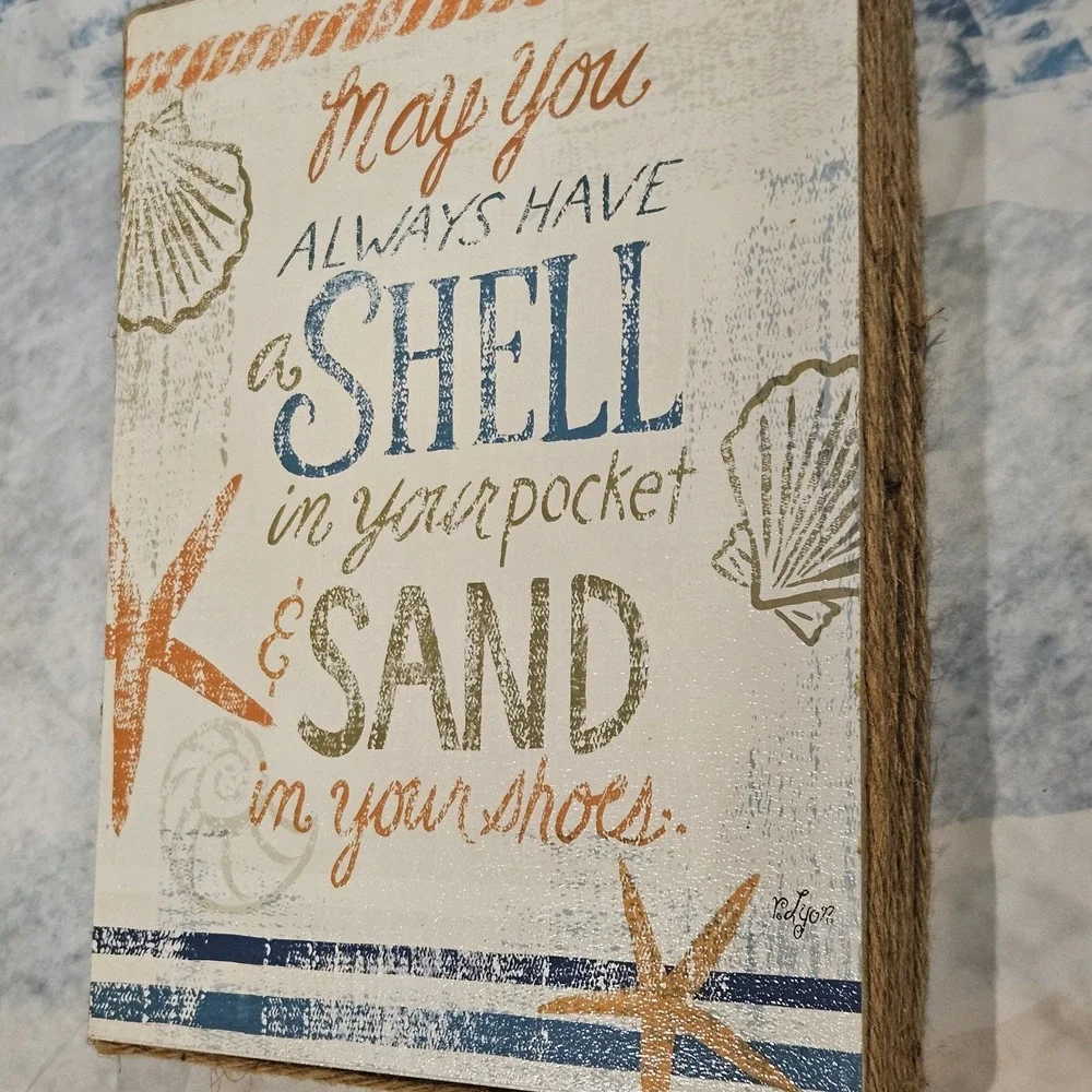Beach Coastal Wood Sign Wall Decor Quote Shell in Your Pocket Sand in Your Shoes